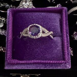 Silver Ring with Purple Gemstone